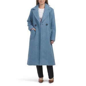 BCBGMAXAZRIA Misty Blue Notch Collar Double Breasted Coat